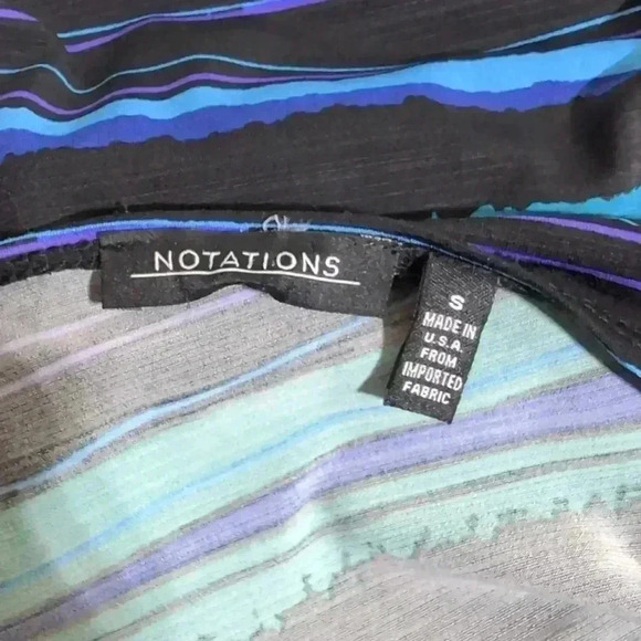 Ruched Front blouse with Built in Shell Blue/Black sz S by Notations - Picture 4 of 5